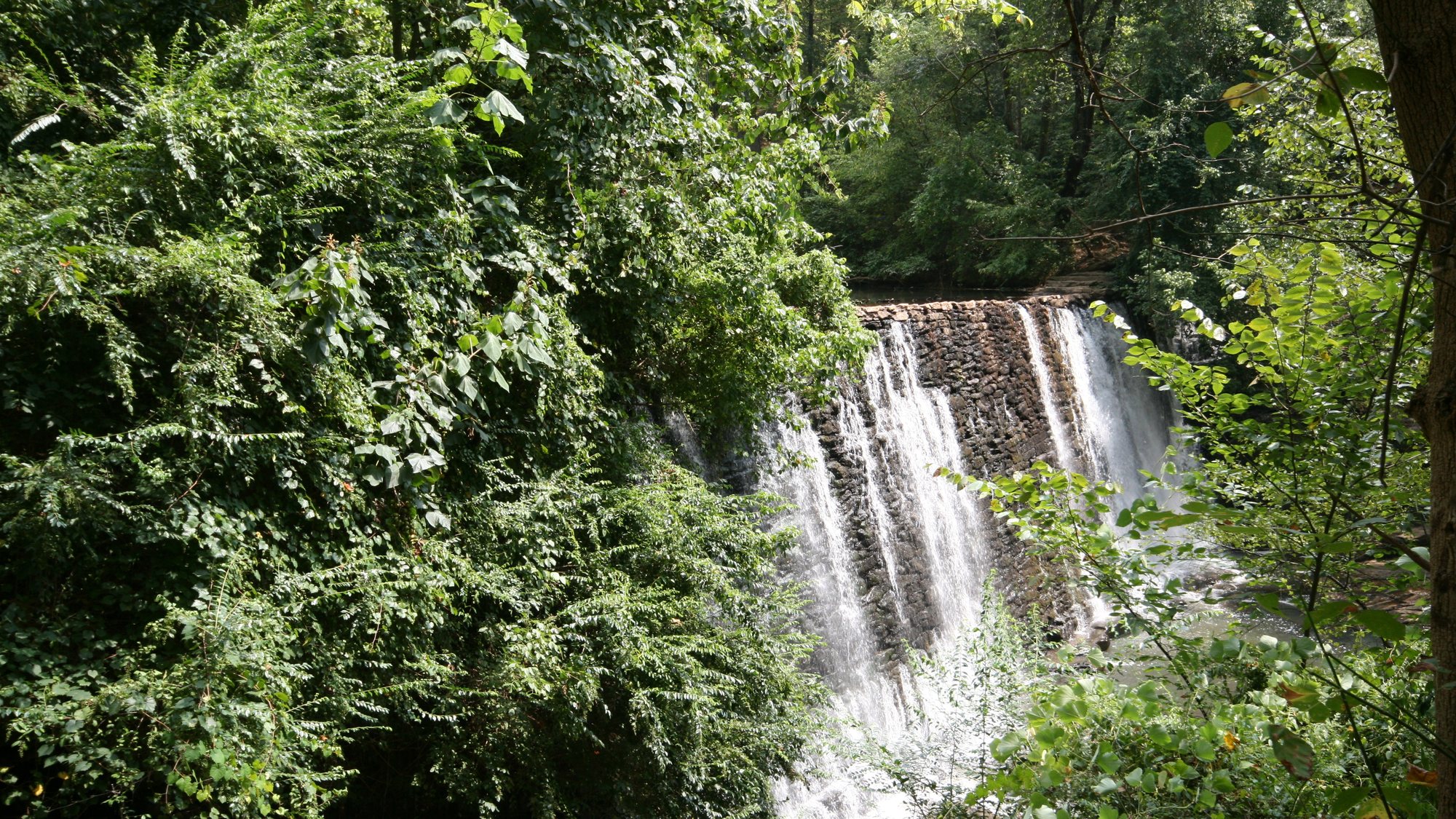 The waterfall over the old mill dam on Vickery Creek in Roswell